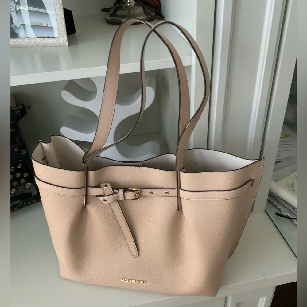 Michael KORS Emilia Large EW Leather Powder Tan Colour Tote Shoulder Purse New - Picture 2 of 16
